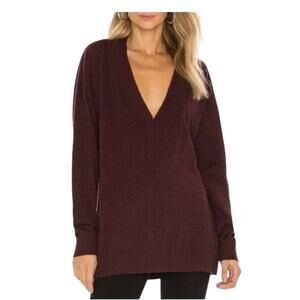 Lovers + Friends Mikael Sweater Burgundy Red V-Neck Long Sleeve Oversized, Small
